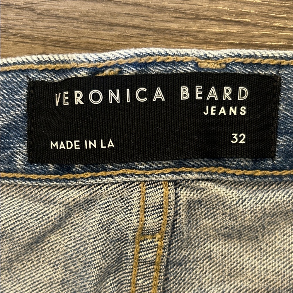 Veronica Beard Carly Kick Flare Jeans High Rise Raw Hem Crop Size 32 Made in USA - Picture 3 of 12